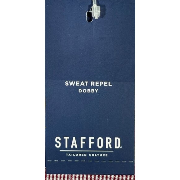 Stafford Mens 4XL Shirt Burgundy Micro Ginghams 55% Cotton 43% Polyester - Picture 10 of 13